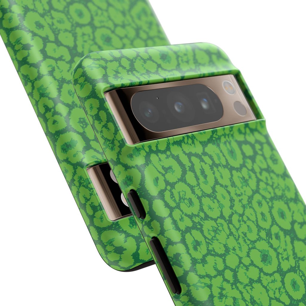 Neon Green Leopard Tough Phone Case for iPhone, Galaxy, or Google Pixel