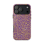 Purple Gold Leopard Tough Phone Case for iPhone, Galaxy, or Google Pixel