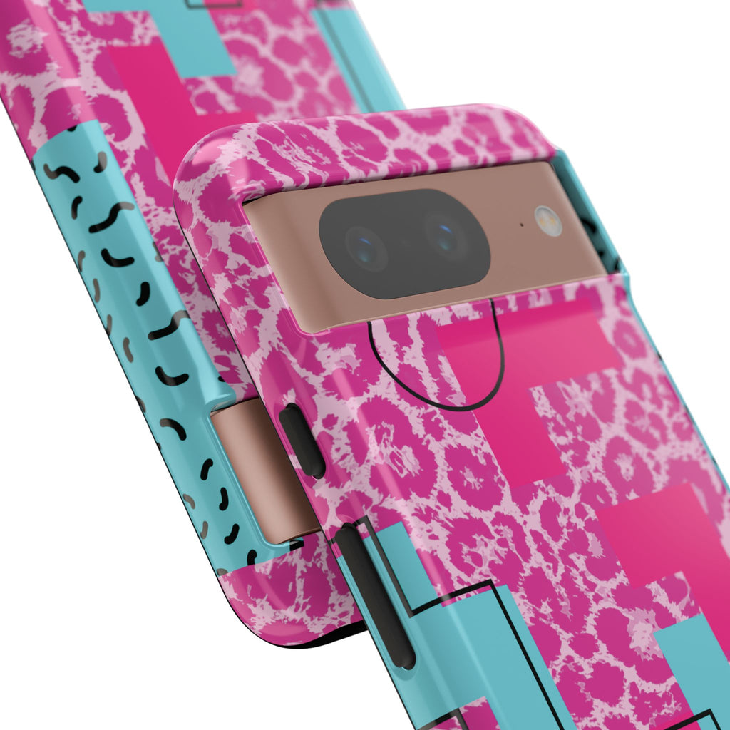 Retro Love Pink Leopard RG Tough Phone Case for iPhone, Galaxy, or Google Pixel