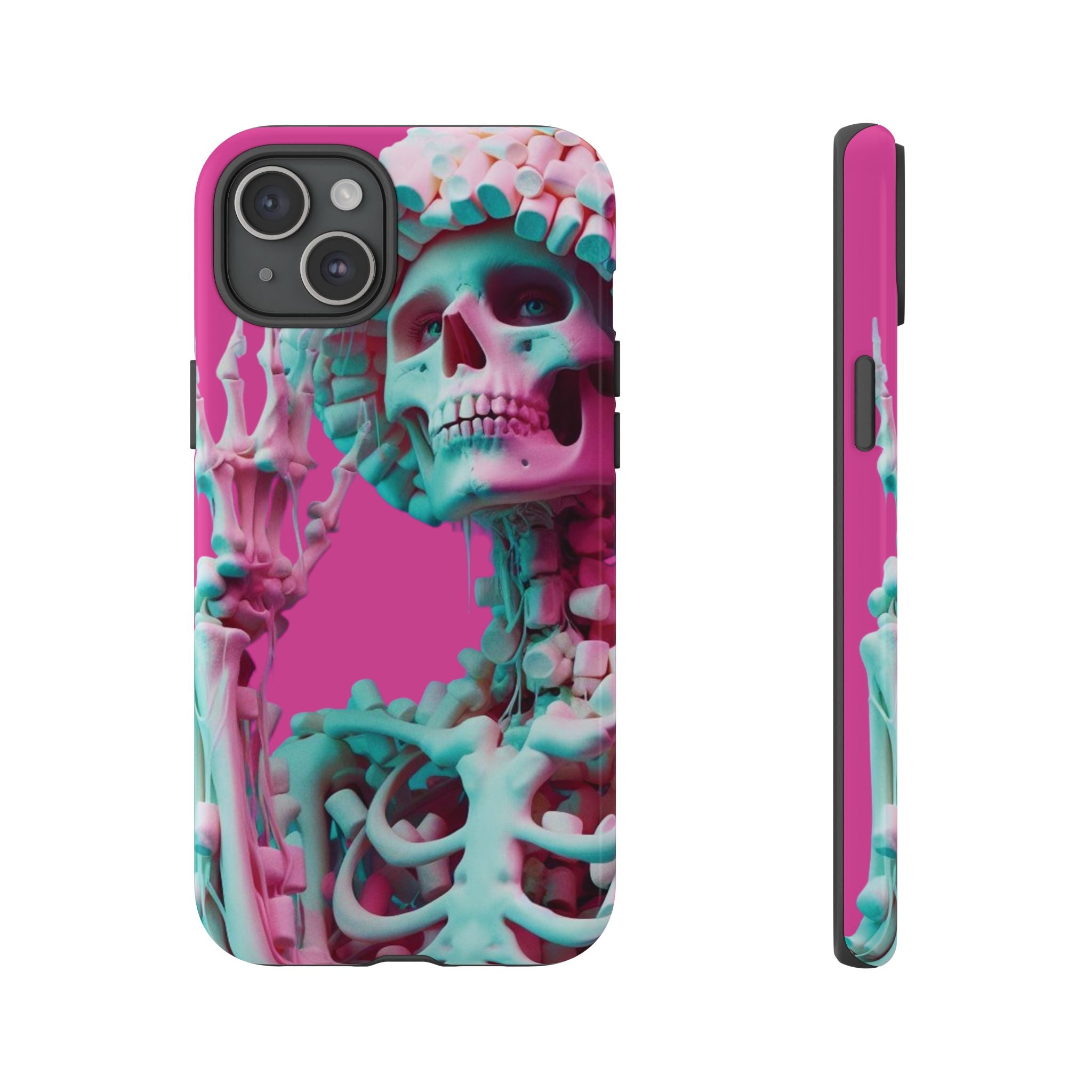 Neon Pink Skeleton Tough Phone Case for iPhone, Galaxy and Google Pixel