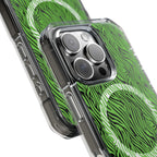 Neon Green Zebra Magnetic iPhone 14, 15, 16 Series Clear Impact Cases