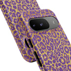 Purple Gold Leopard Tough Phone Case for iPhone, Galaxy, or Google Pixel