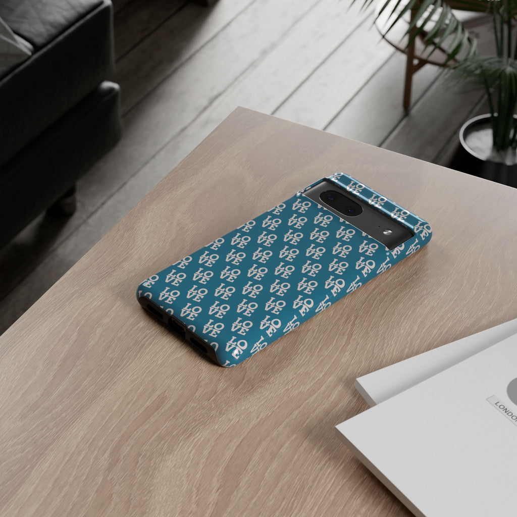 LOVE Teal Green Tough Phone Case iPhone, Galaxy, or Google Pixel