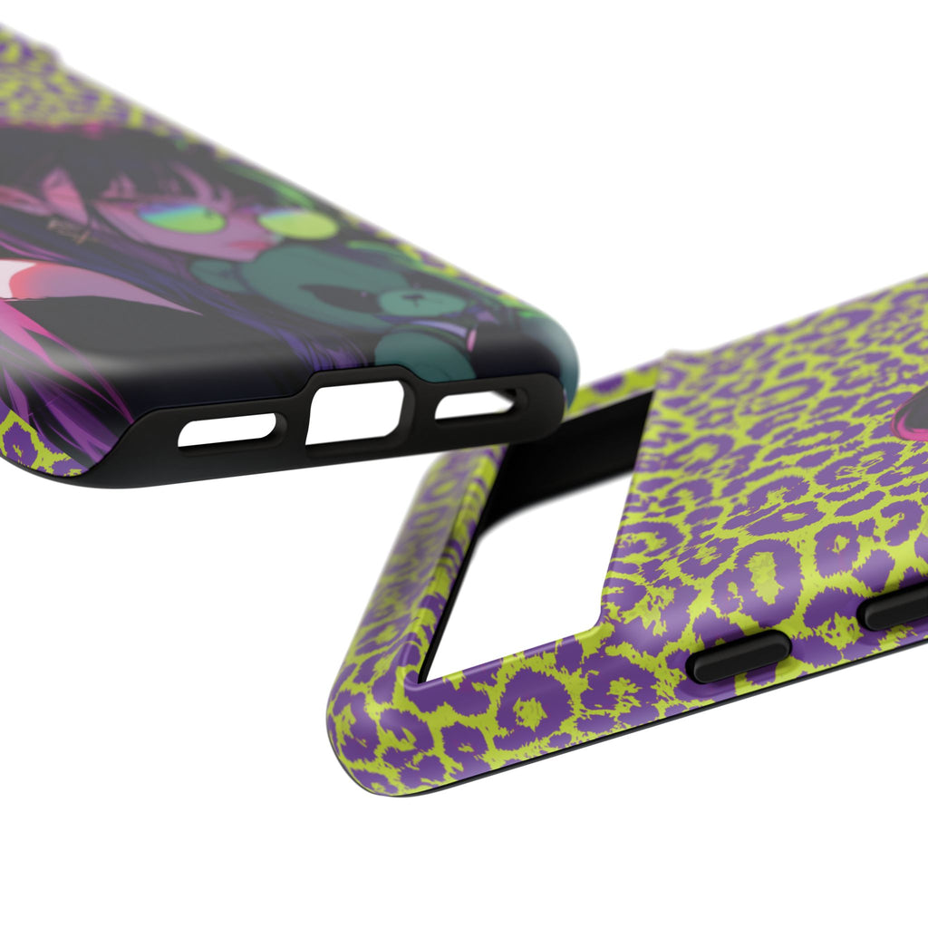 Purple Neon Lime Leopard Kz Tough Case for iPhone, Galaxy, or Google Pixel