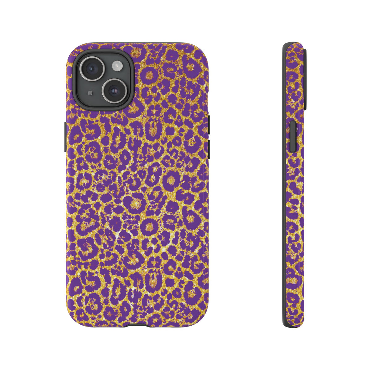 Purple Gold Leopard Tough Phone Case for iPhone, Galaxy, or Google Pixel