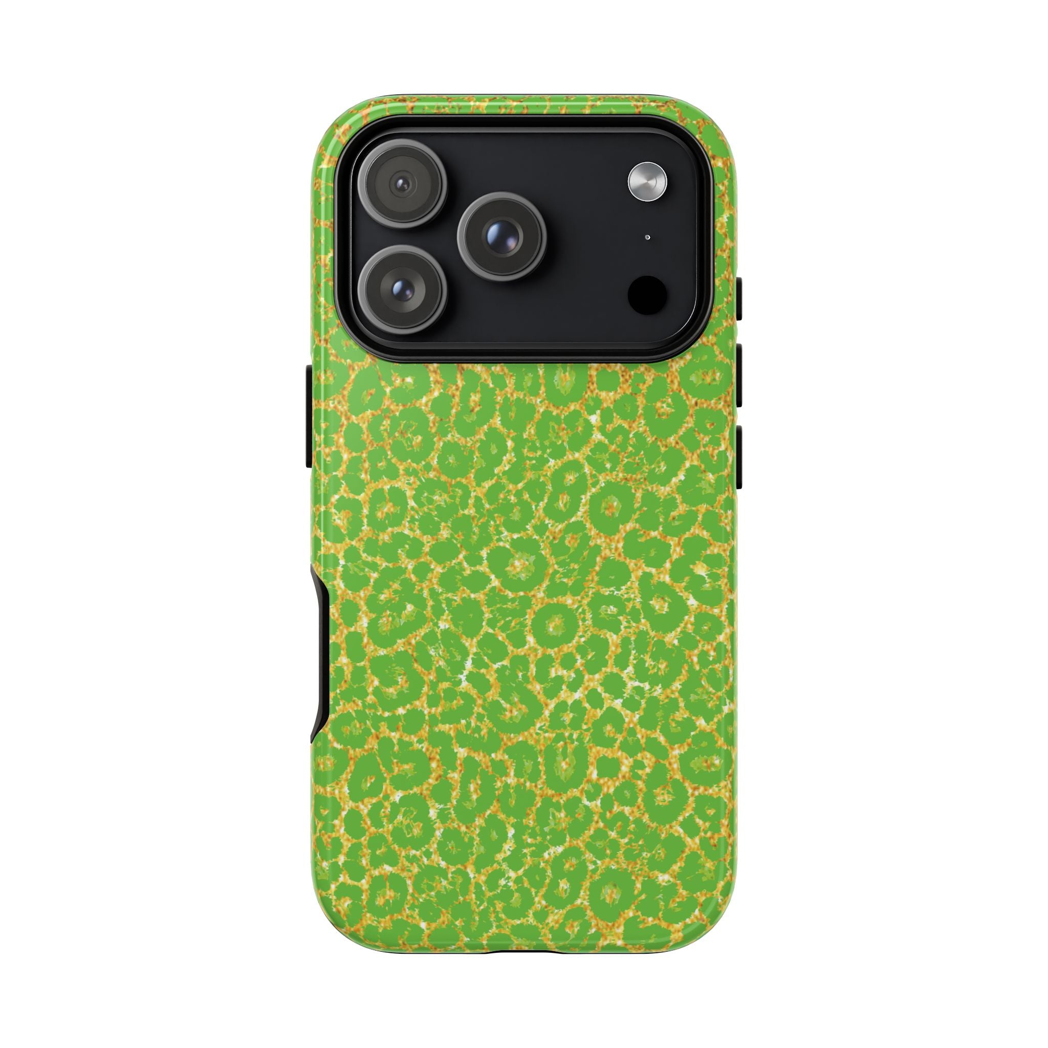 Neon Green Gold Leopard Tough Phone Case iPhone, Galaxy, or Google Pixel