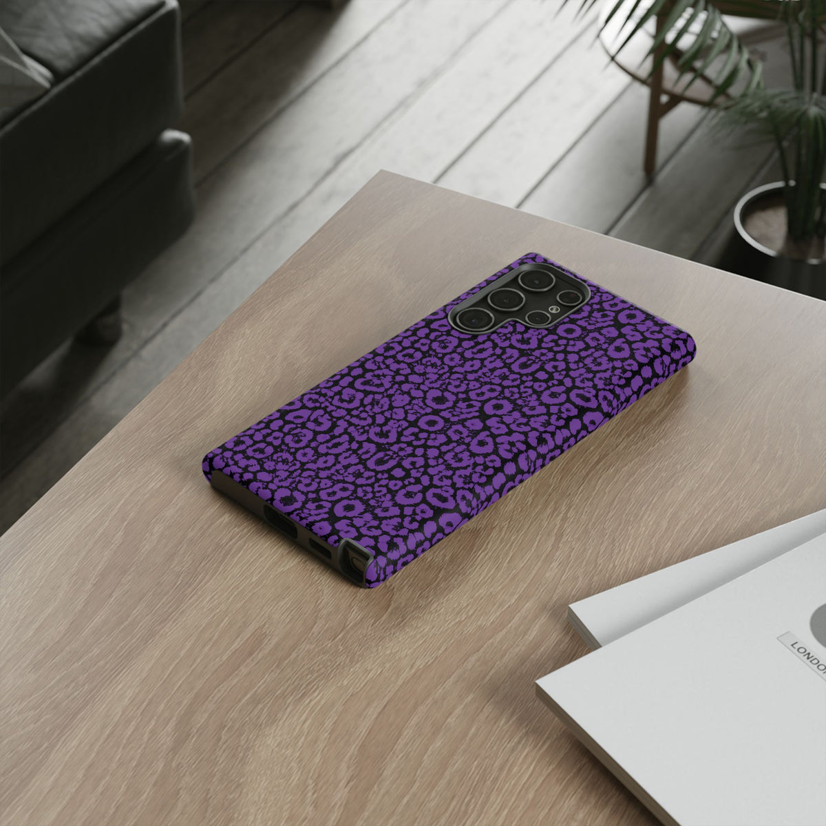 Purple Leopard Tough Case for iPhone, Galaxy or Google Pixel