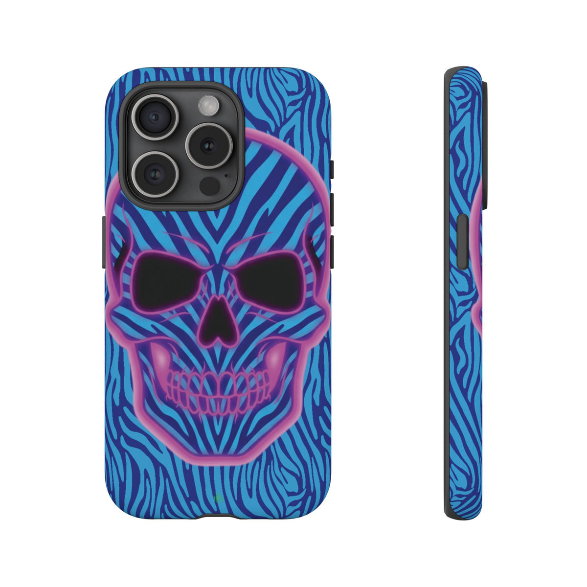 Neon Zebra Skull Tough Phone Case for iPhone, Galaxy, or Google Pixel
