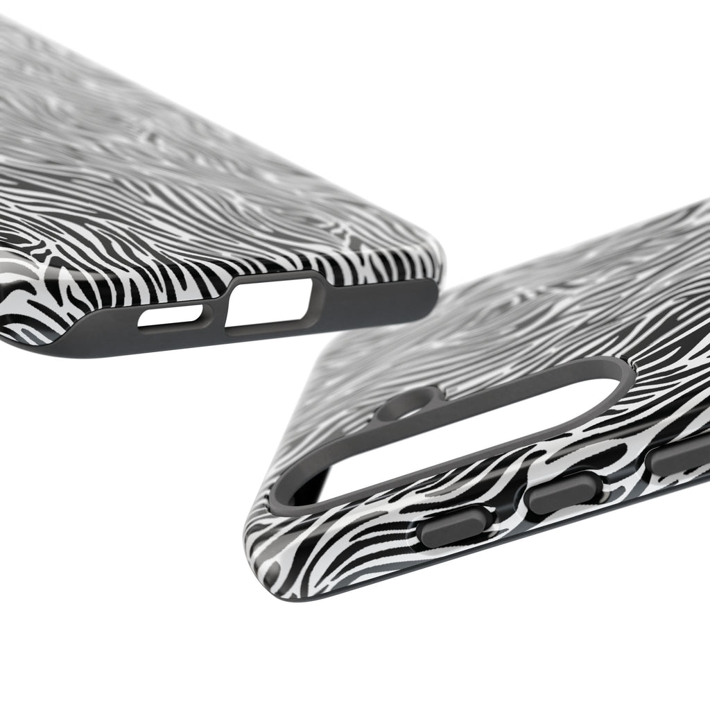 Black and White Zebra Print Tough Case iPhone, Galaxy and Google Pixel