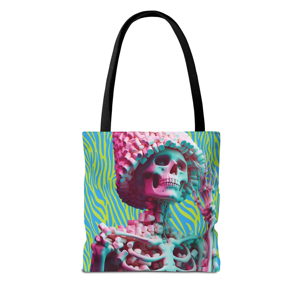Skeleton Neon Green Aqua Zebra Tote Bag