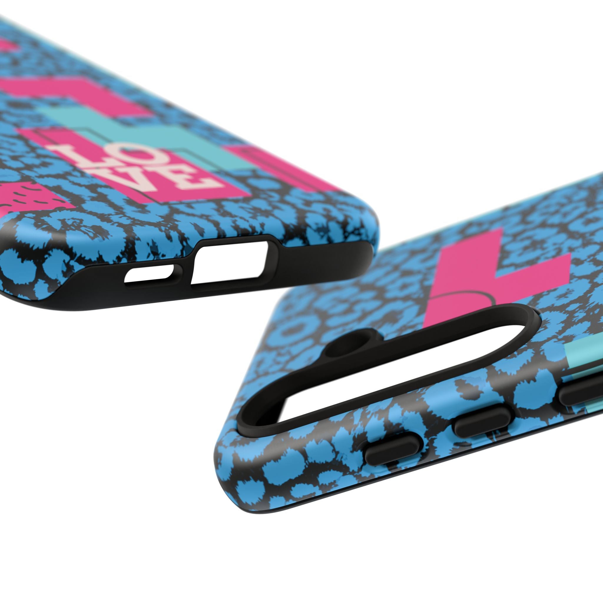 LOVE Blue Leopard 80s Vibe Tough Case for iPhone, Galaxy, or Google Pixel