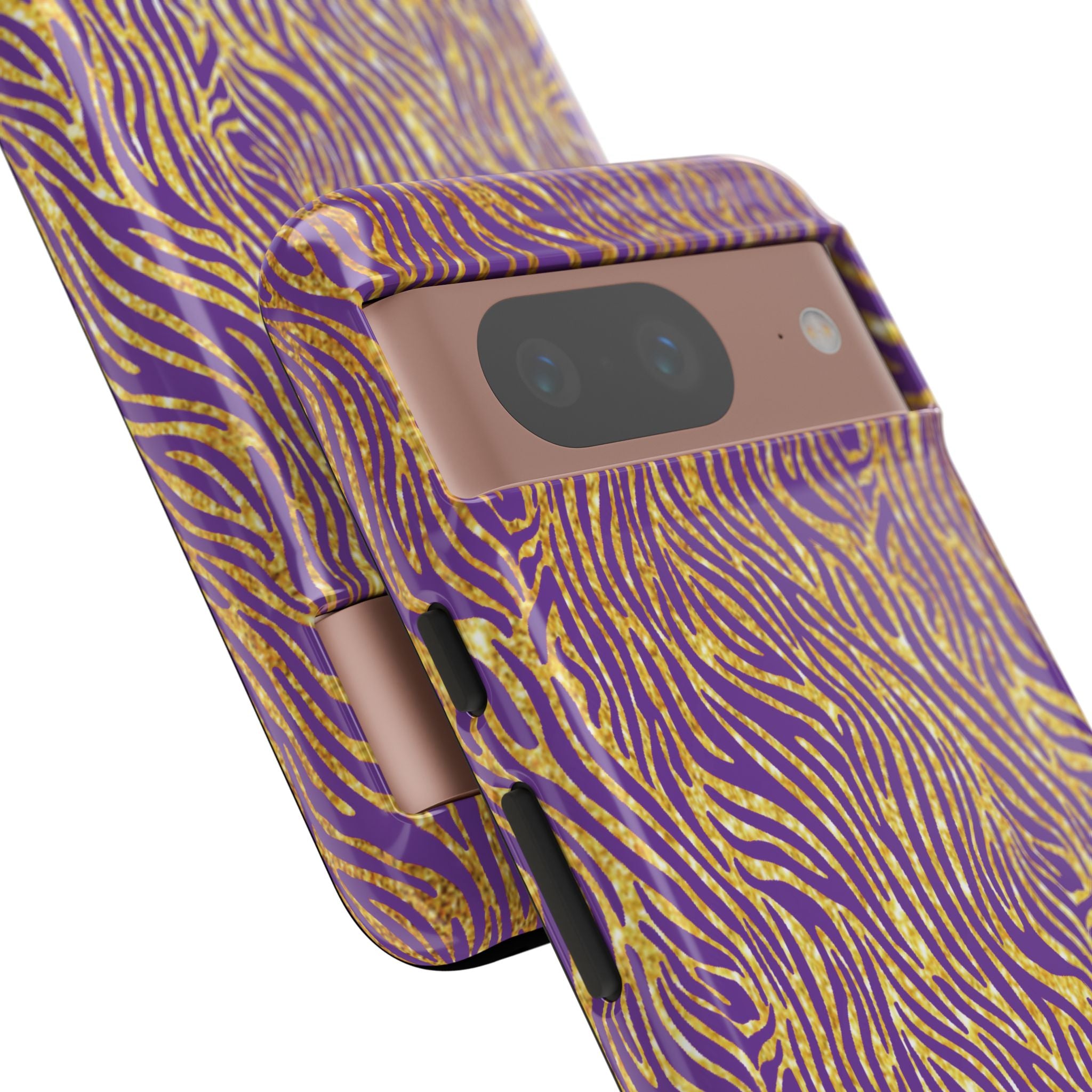 Vibrant Purple Gold Zebra Tough Phone Case iPhone, Galaxy, or Google Pixel