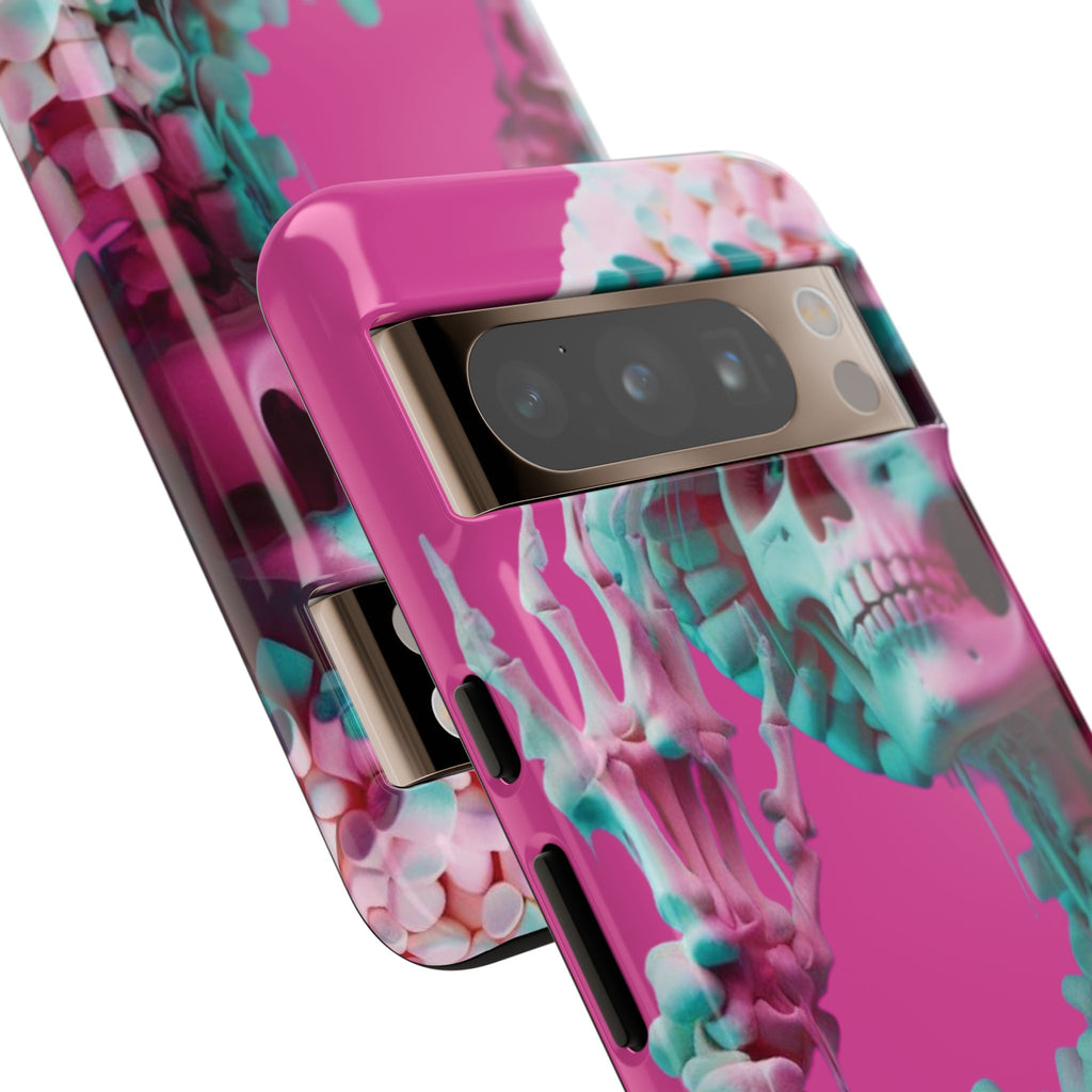 Neon Pink Skeleton Tough Phone Case for iPhone, Galaxy and Google Pixel