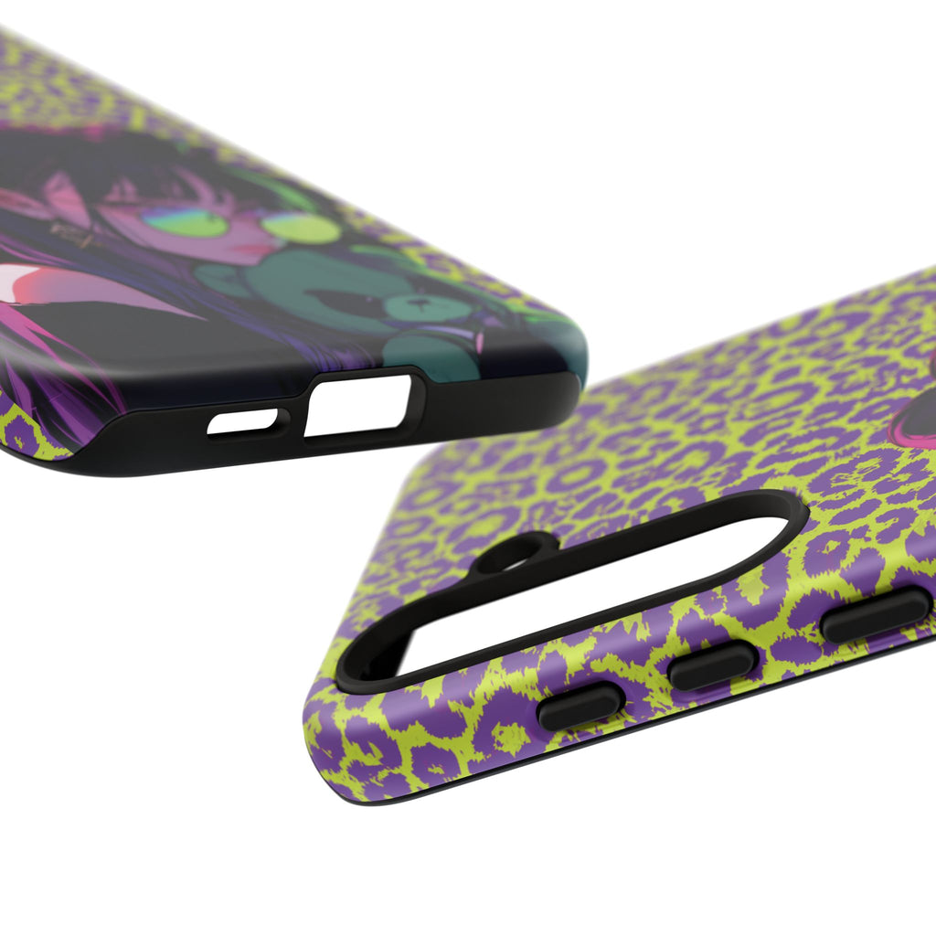 Purple Neon Lime Leopard Kz Tough Case for iPhone, Galaxy, or Google Pixel