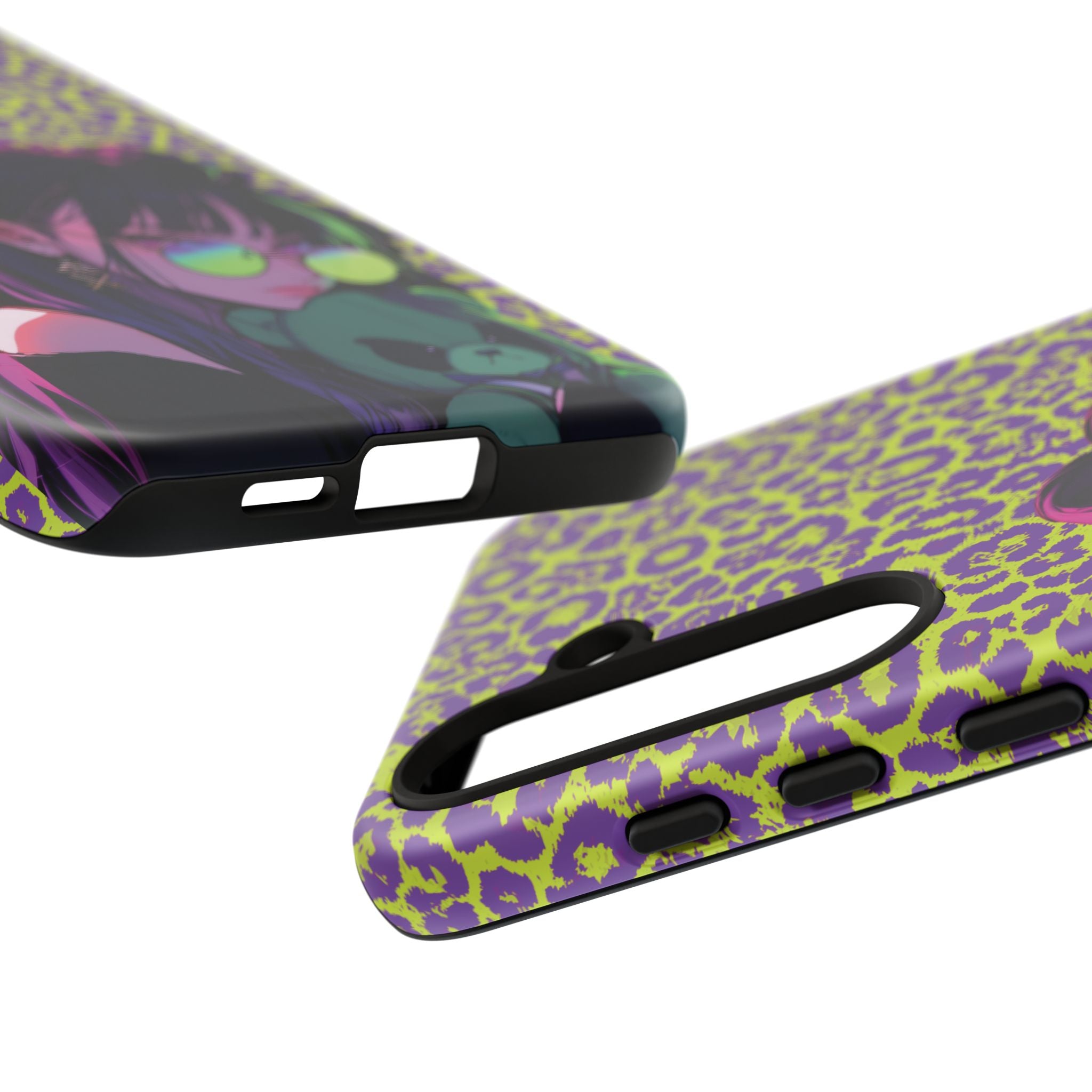 Purple Neon Lime Leopard Kz Tough Case for iPhone, Galaxy, or Google Pixel