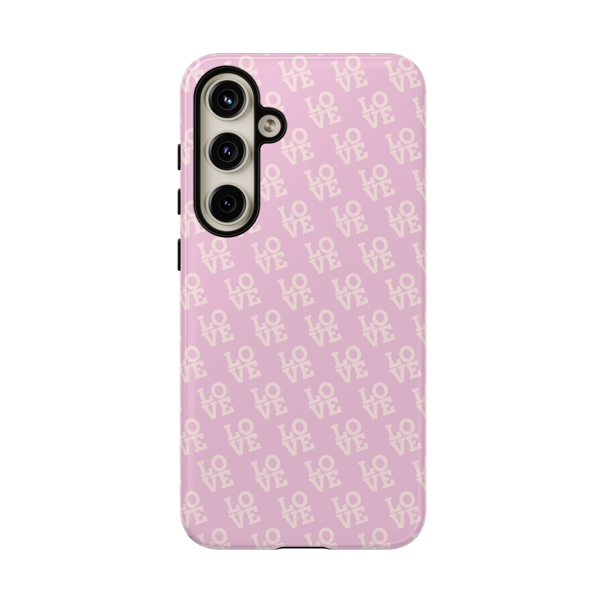 LOVE Pink Tough Phone Case for iPhone, Galaxy, or Google Pixel