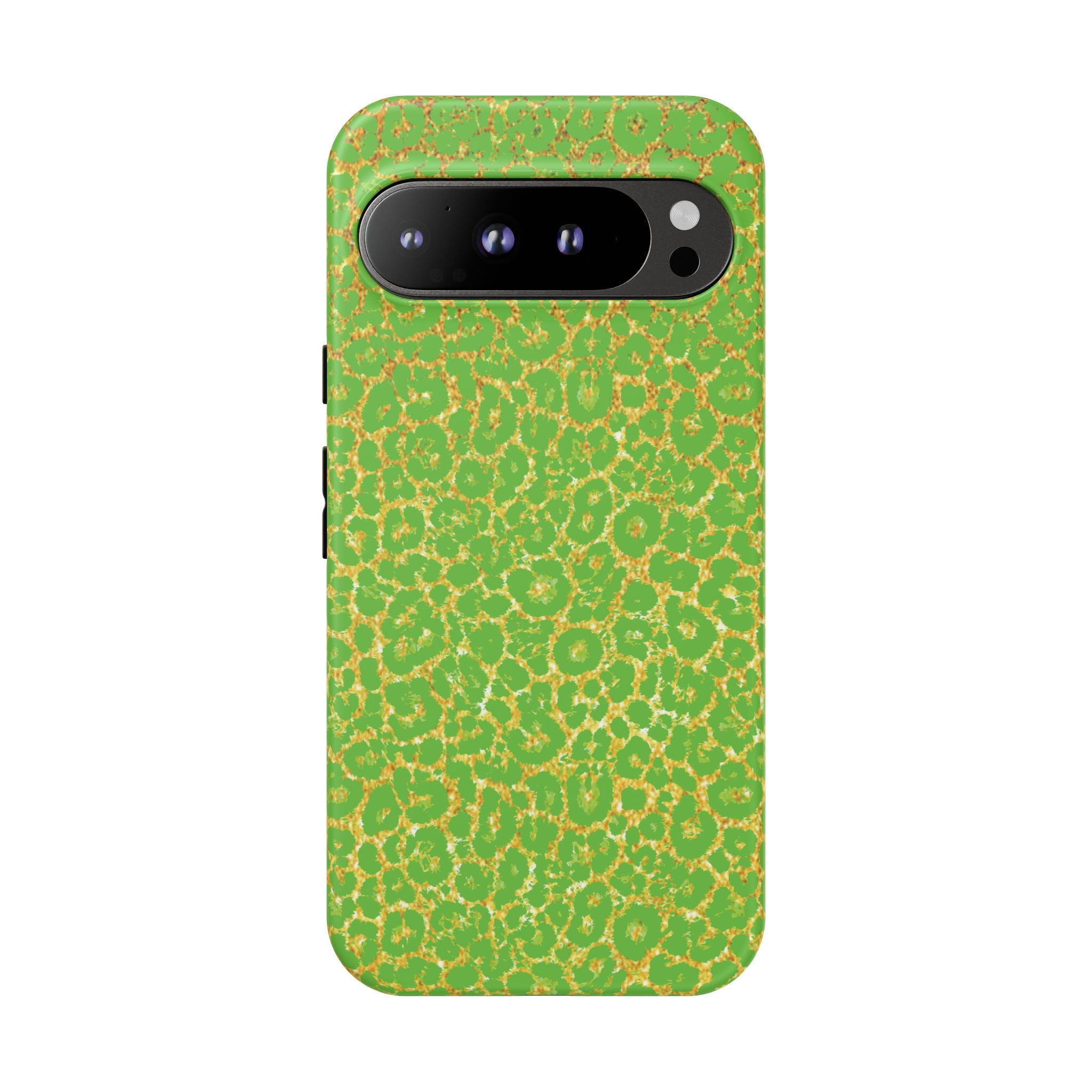 Neon Green Gold Leopard Tough Phone Case iPhone, Galaxy, or Google Pixel