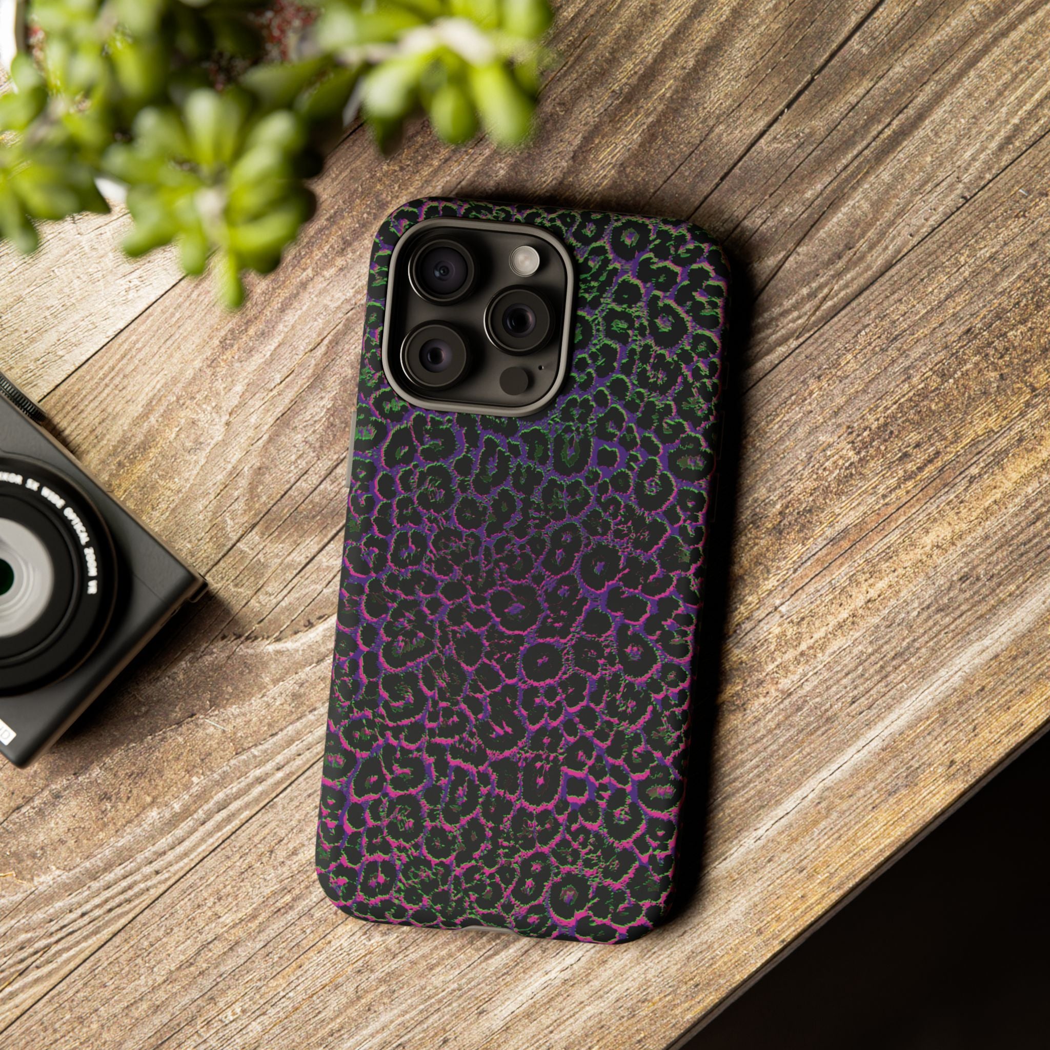 Colorful Leopard Tough Phone Case for iPhone, Galaxy, or Google Pixel