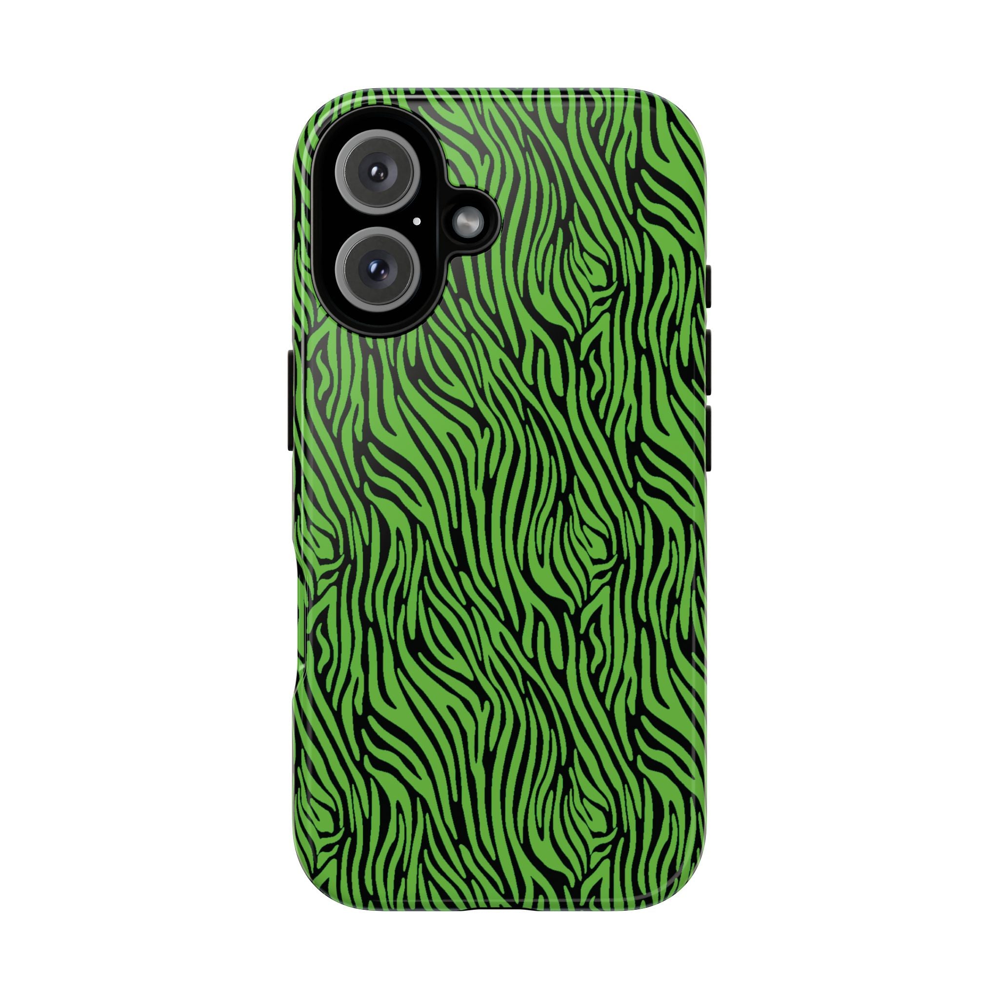 Neon Green Zebra Tough Phone Case iPhone, Galaxy, or Google Pixel