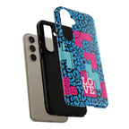 LOVE Blue Leopard 80s Vibe Tough Case for iPhone, Galaxy, or Google Pixel