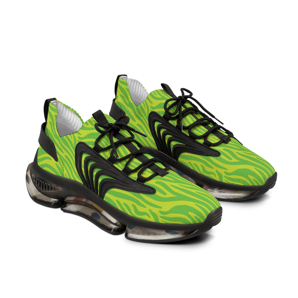 Neon Lime Zebra Men's Mesh Sneakers
