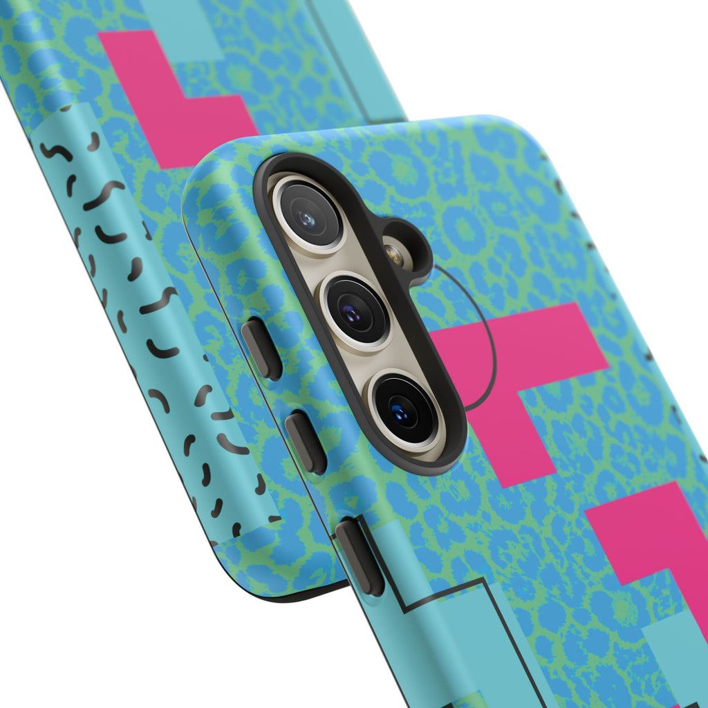 LOVE Aqua Blue Leopard RG Tough Phone Case iPhone, Galaxy, or Google Pixel