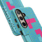 LOVE Aqua Blue Leopard RG Tough Phone Case iPhone, Galaxy, or Google Pixel