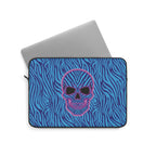 Neon Skull with Blue Zebra Print Laptop Sleeve