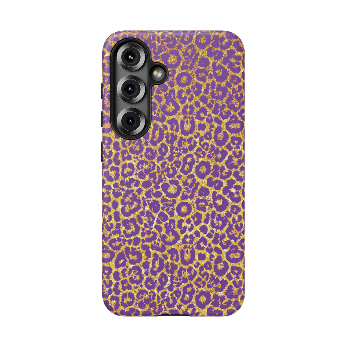Purple Gold Leopard Tough Phone Case for iPhone, Galaxy, or Google Pixel