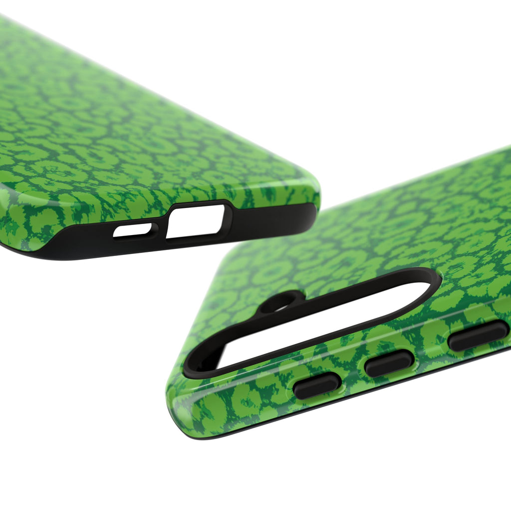 Neon Green Leopard Tough Phone Case for iPhone, Galaxy, or Google Pixel