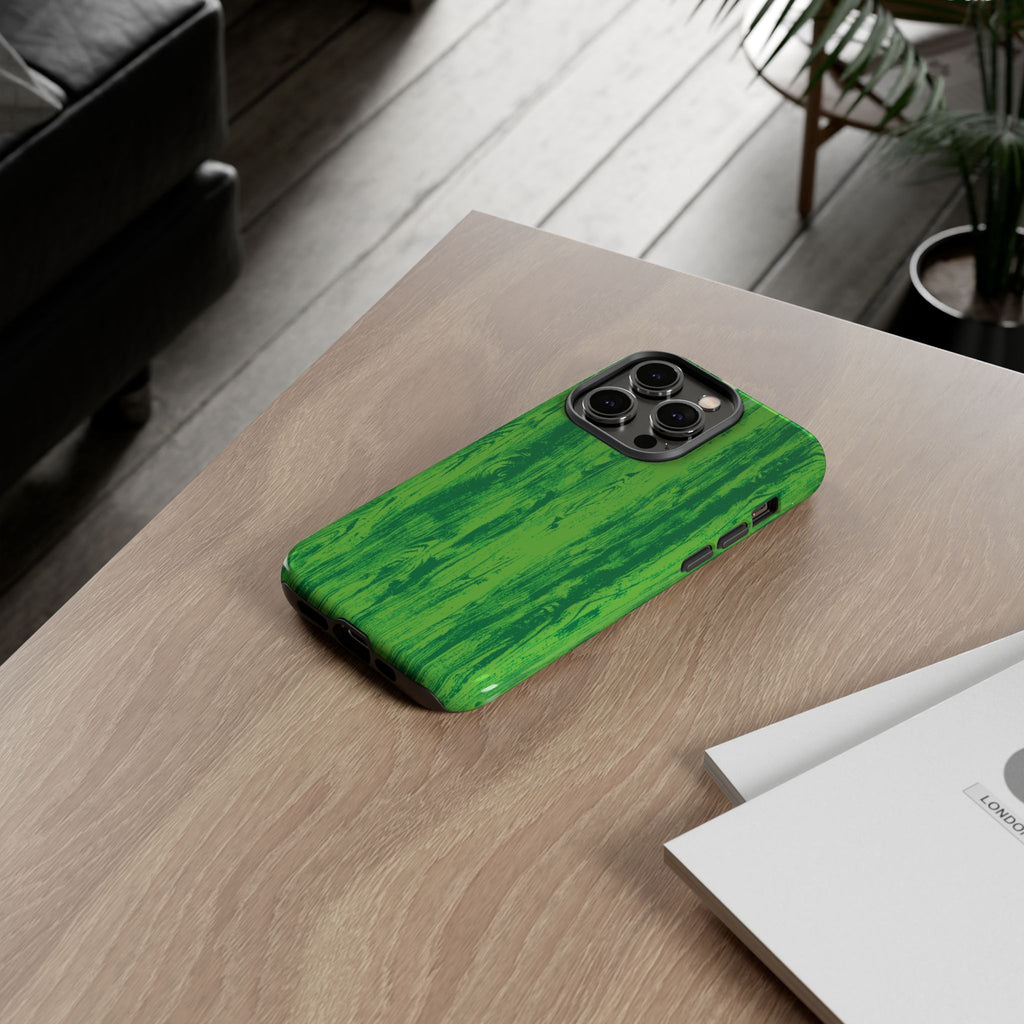 Neon Green Wood Tough Phone Case iPhone, Galaxy, or Google Pixel