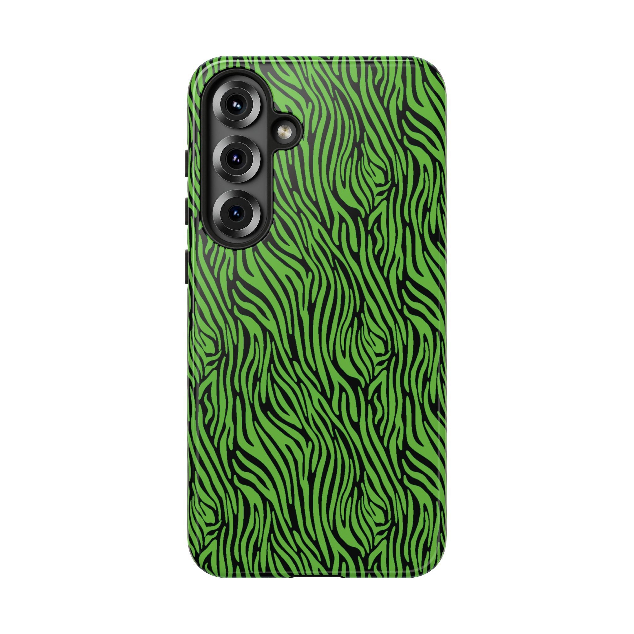 Neon Green Zebra Tough Phone Case iPhone, Galaxy, or Google Pixel