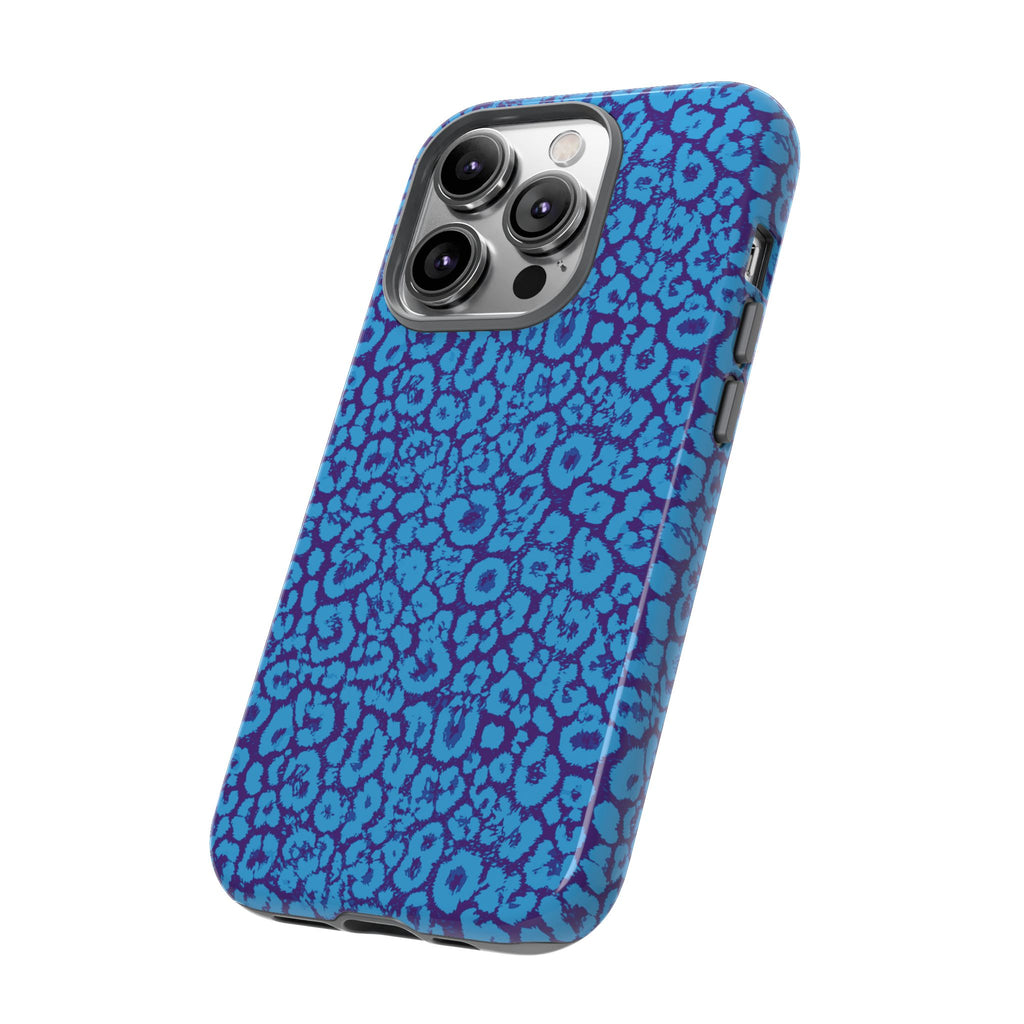 Blue Purple Leopard Tough Phone Case iPhone, Galaxy, or Google Pixel