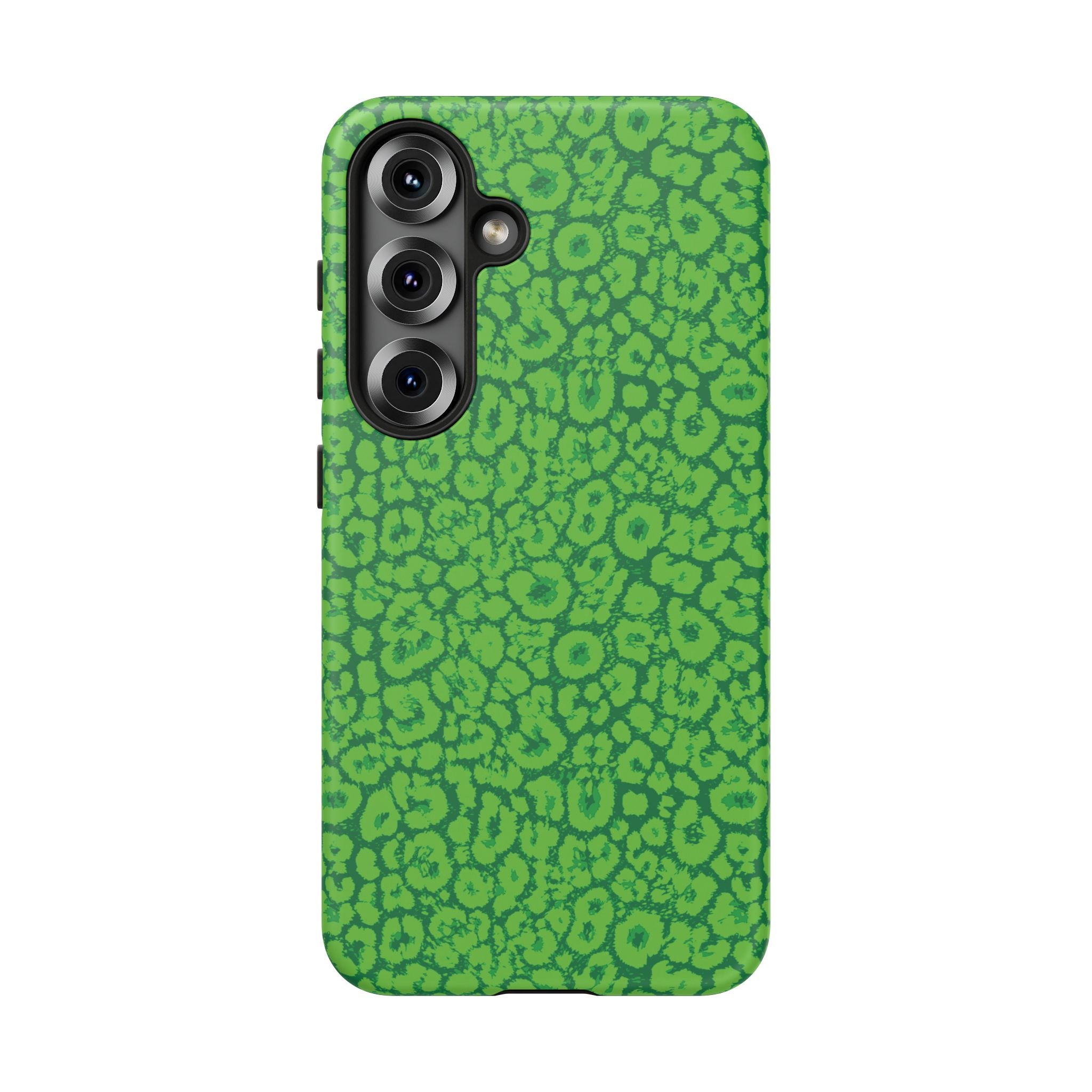 Neon Green Leopard Tough Phone Case for iPhone, Galaxy, or Google Pixel