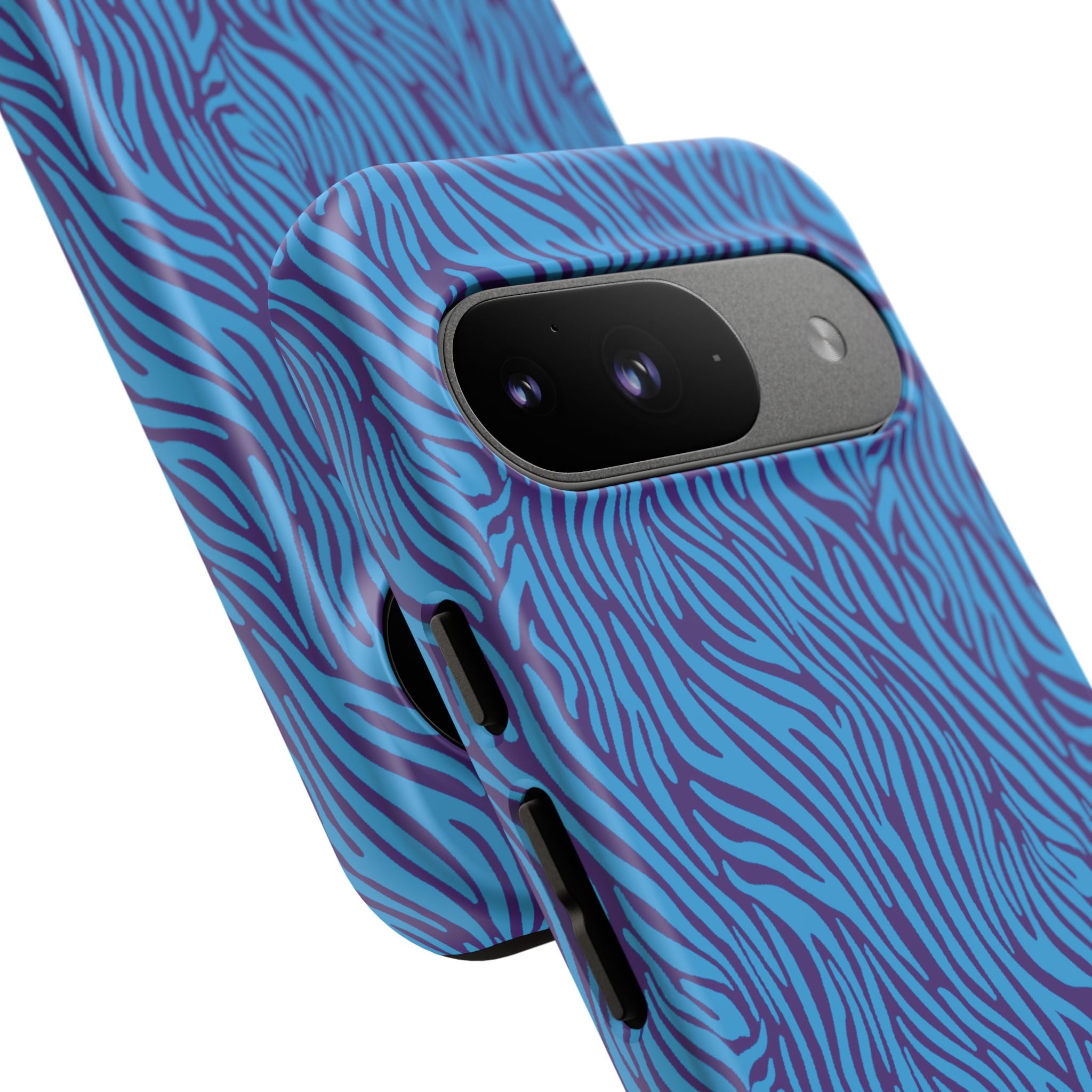 Zebra Print Blue and Purple Tough Case for iPhone, Galaxy or Google Pixel