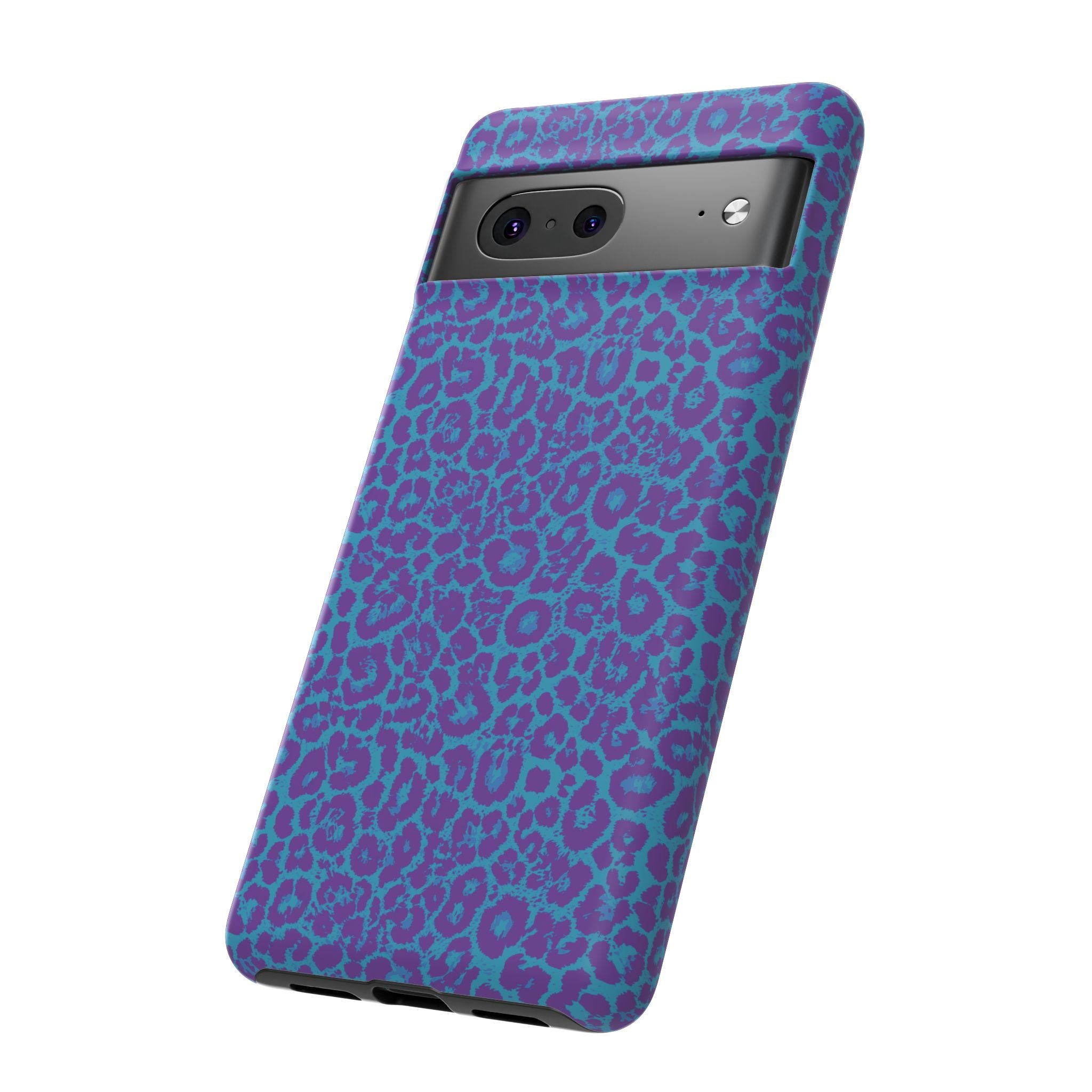 Leopard Printed Purple Blue Tough Phone Case for iPhone, Galaxy, or Google Pixel