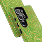 Neon Green Gold Zebra Tough Phone Case for iPhone, Galaxy, or Google Pixel