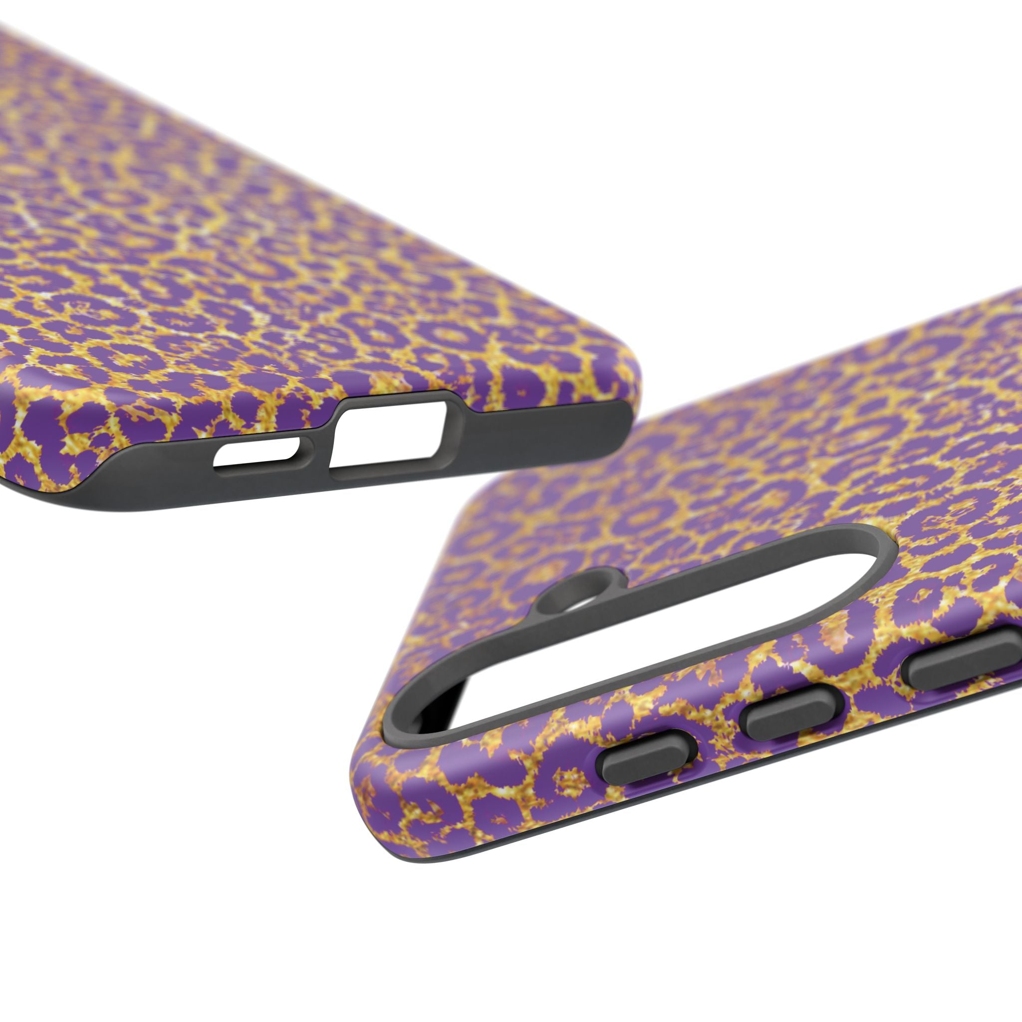 Purple Gold Leopard Tough Phone Case for iPhone, Galaxy, or Google Pixel