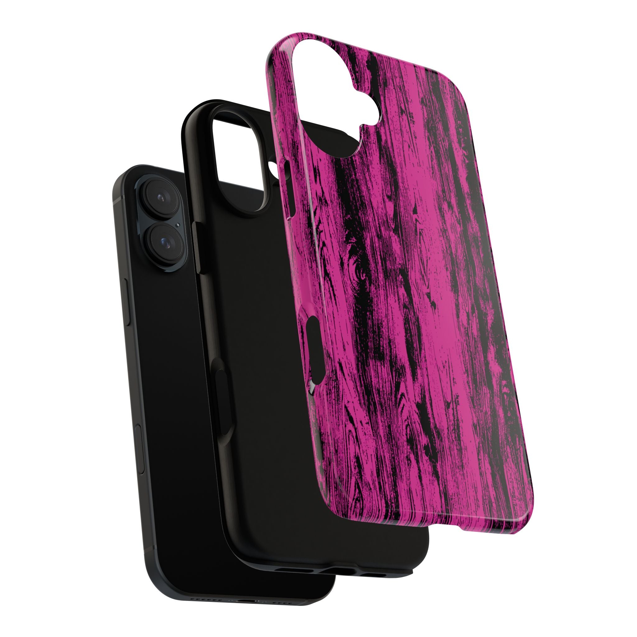 Hot Pink wood print Design Tough Phone Case for iPhone, Galaxy, or Google Pixel