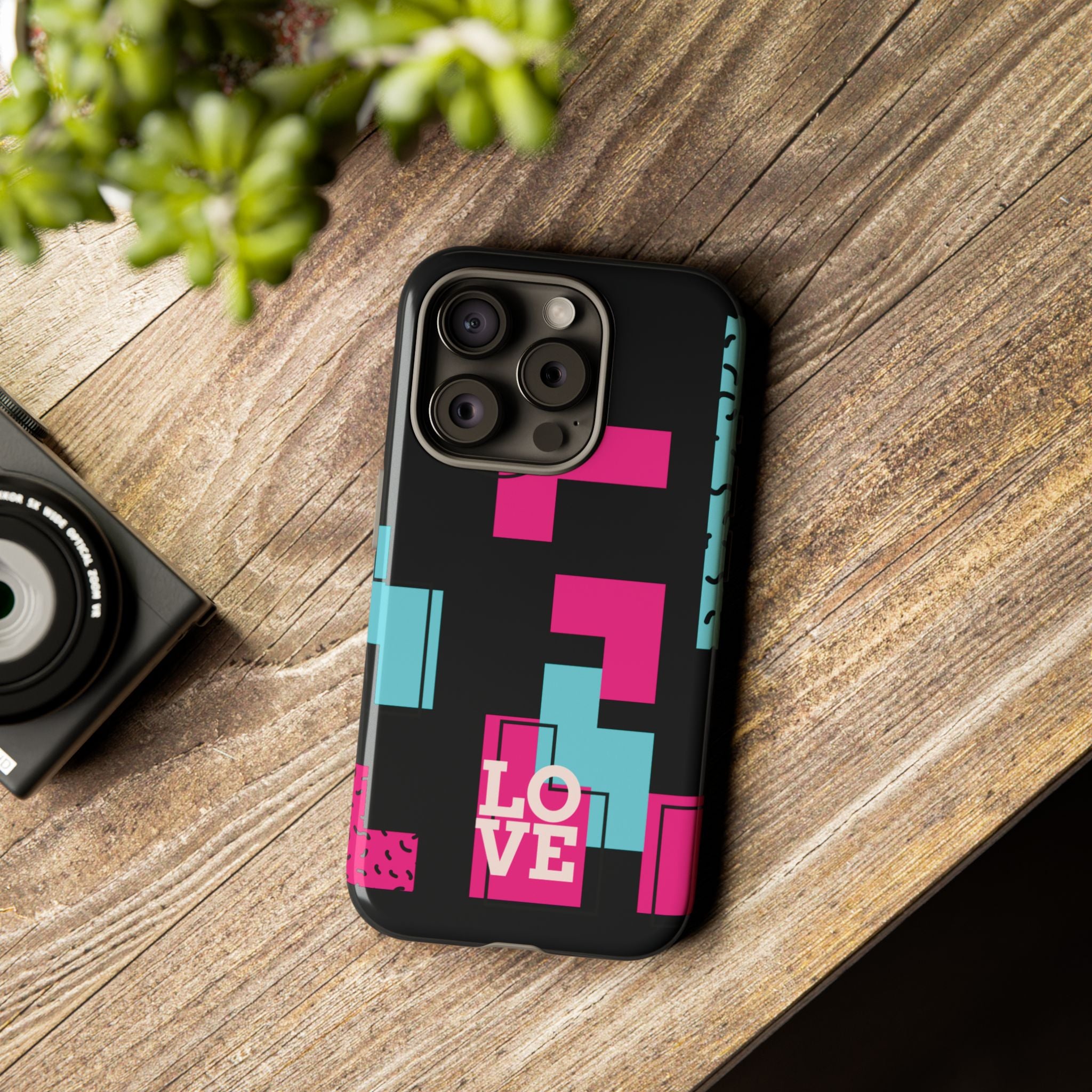 Retro Blocks LOVE Tough Case for iPhone, Galaxy or Google Pixel
