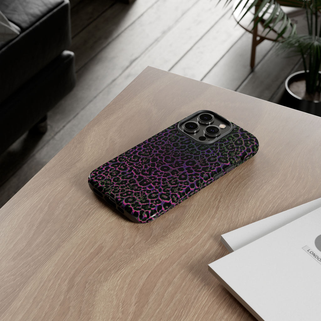 Colorful Leopard Tough Phone Case for iPhone, Galaxy, or Google Pixel