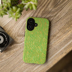 Neon Green Gold Zebra Tough Phone Case for iPhone, Galaxy, or Google Pixel