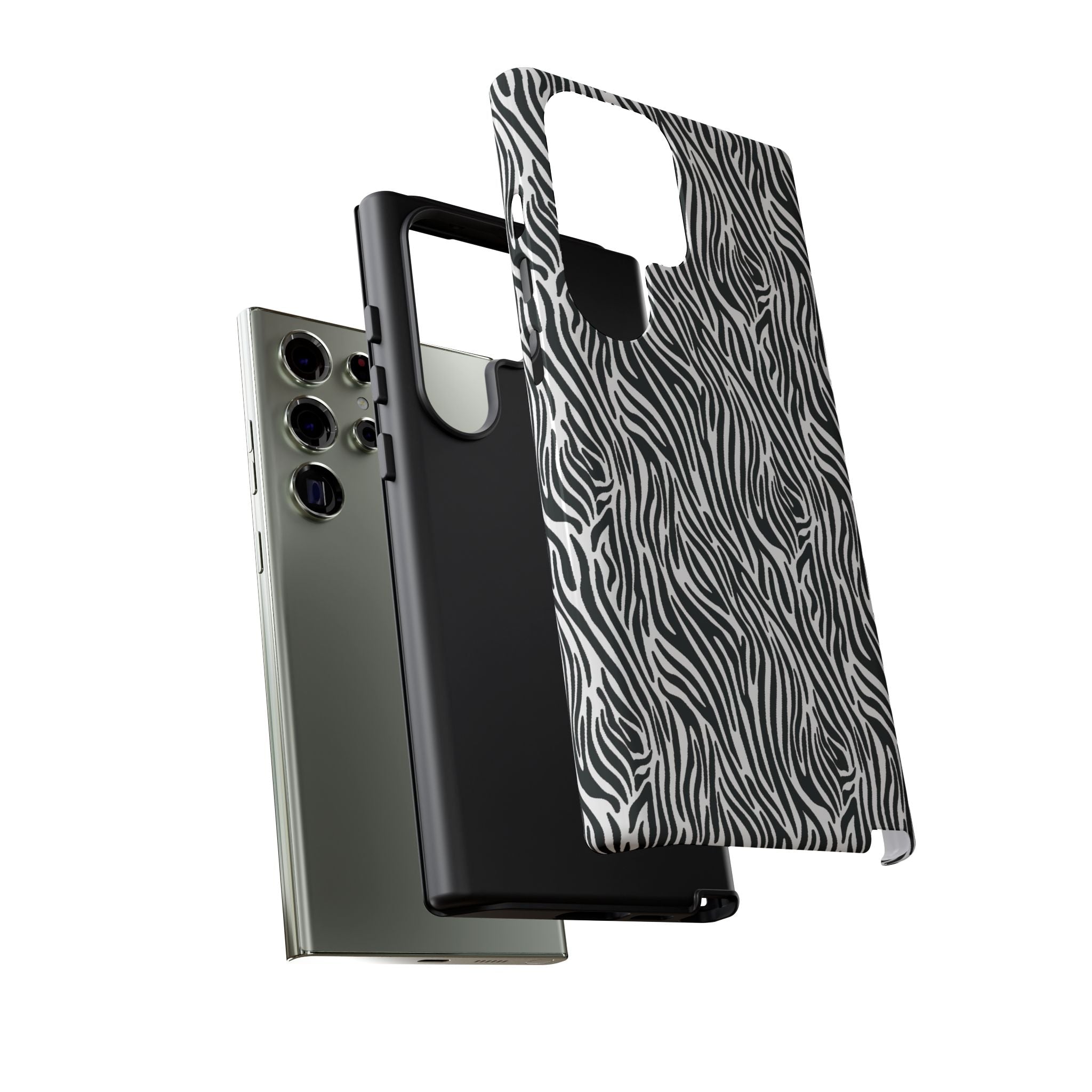 Black and White Zebra Print Tough Case iPhone, Galaxy and Google Pixel