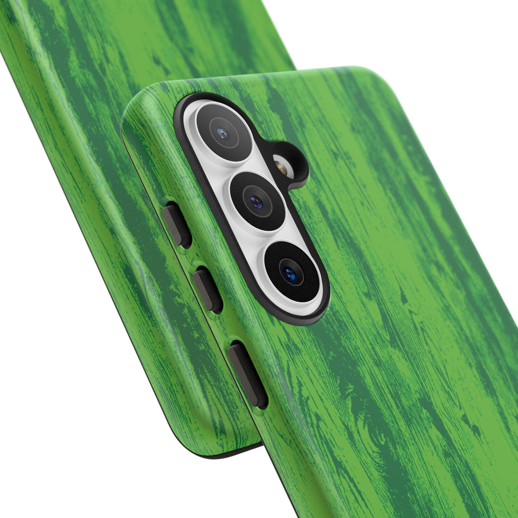Neon Green Wood Print Tough Phone Case iPhone, Galaxy, or Google Pixel