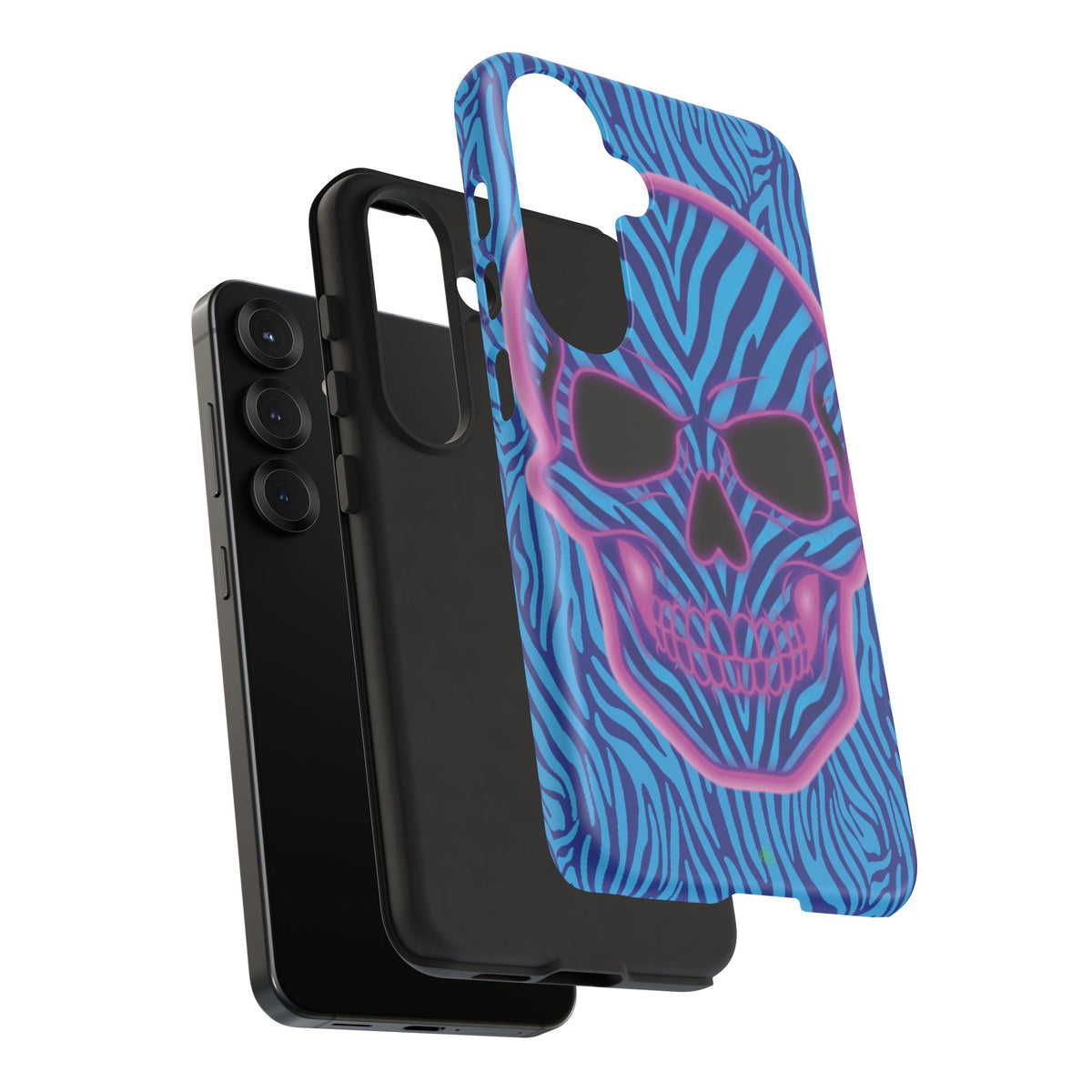 Neon Zebra Skull Tough Phone Case for iPhone, Galaxy, or Google Pixel