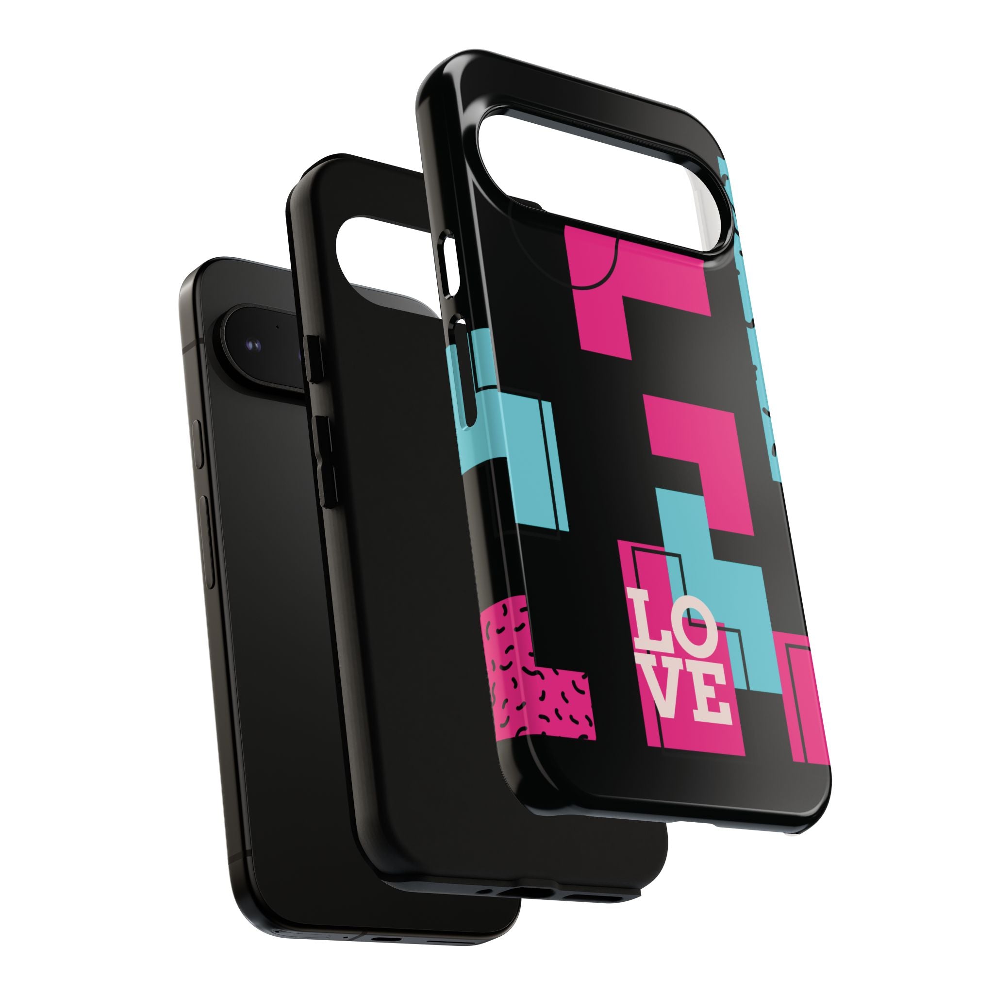 Retro Blocks LOVE Tough Case for iPhone, Galaxy or Google Pixel