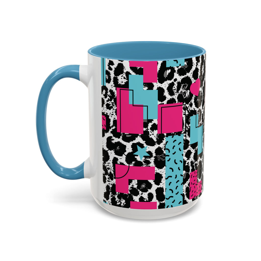 Retro Vibes Love Blocks Leopard Print Coffee Mug Kitchen Decor, Gift