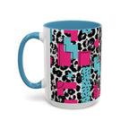 Retro Vibes Love Blocks Leopard Print Coffee Mug Kitchen Decor, Gift