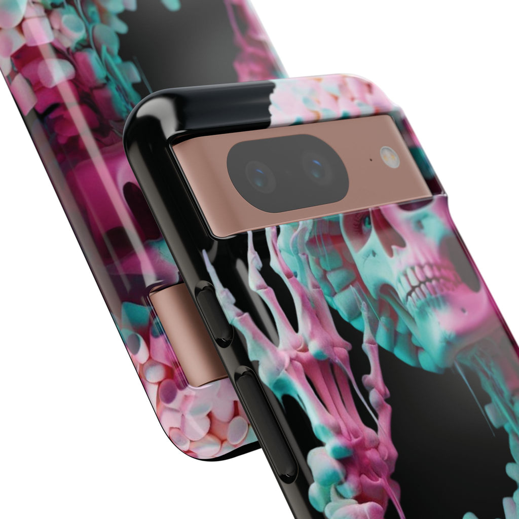 Neon Pink Skeleton (Black) Tough Phone Case for iPhone, Galaxy, or Google Pixel