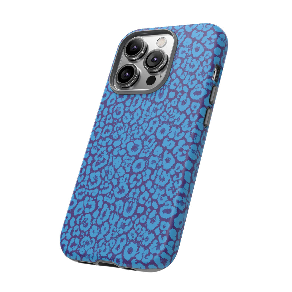Blue Purple Leopard Tough Phone Case iPhone, Galaxy, or Google Pixel